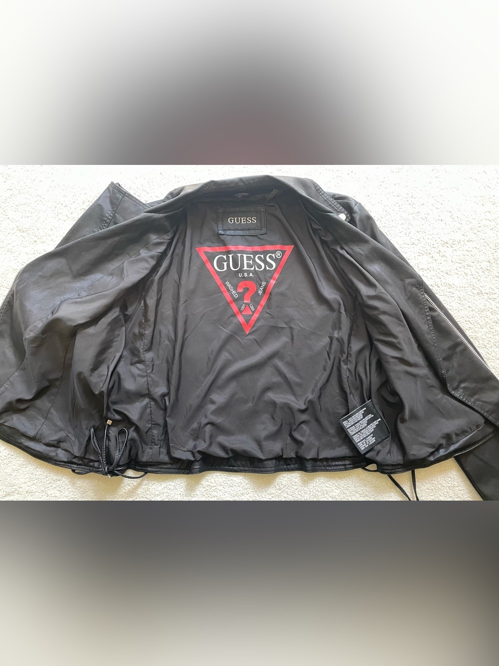 GUESS Black Lace-Up Faux Leather Moto Jacket - Picture 6 of 7